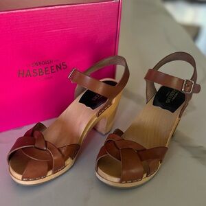 Swedish Hasbeens Kringlan clog, Cognac/brown, Size 36